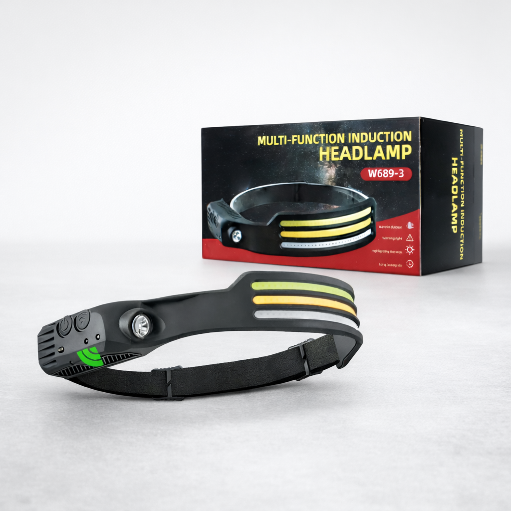 Linterna Frontal LED Recargable W689-3 con Sensor de Movimiento