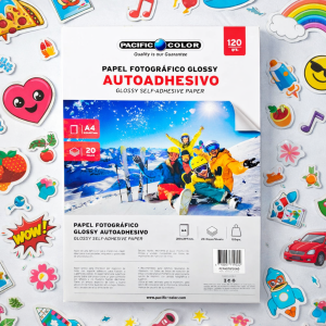 Papel Fotográfico Glossy Autoadhesivo A4 120g 20 Hojas Pacific Color Para Stickers