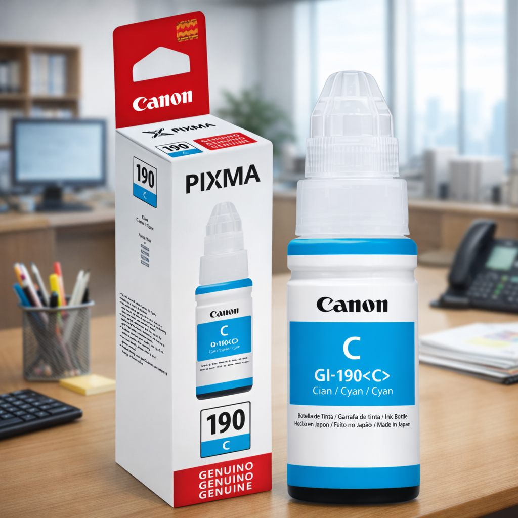 Tinta Original Canon GI-190 Cyan (Cian) | Botella Pixma para Impresoras Canon
