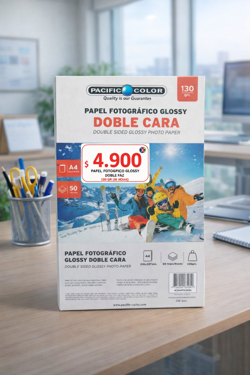 Papel Fotográfico Glossy Doble Cara A4 130g Pacific Color – 50 Hojas | Brillante por Ambos Lados para Inkjet