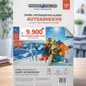 Papel Fotográfico Adhesivo Glossy A4 120g Pacific Color – 100 Hojas para Impresora Inkjet