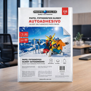 Papel Fotográfico Glossy Autoadhesivo A3 135 g Pacific Color – 50 Hojas Inkjet