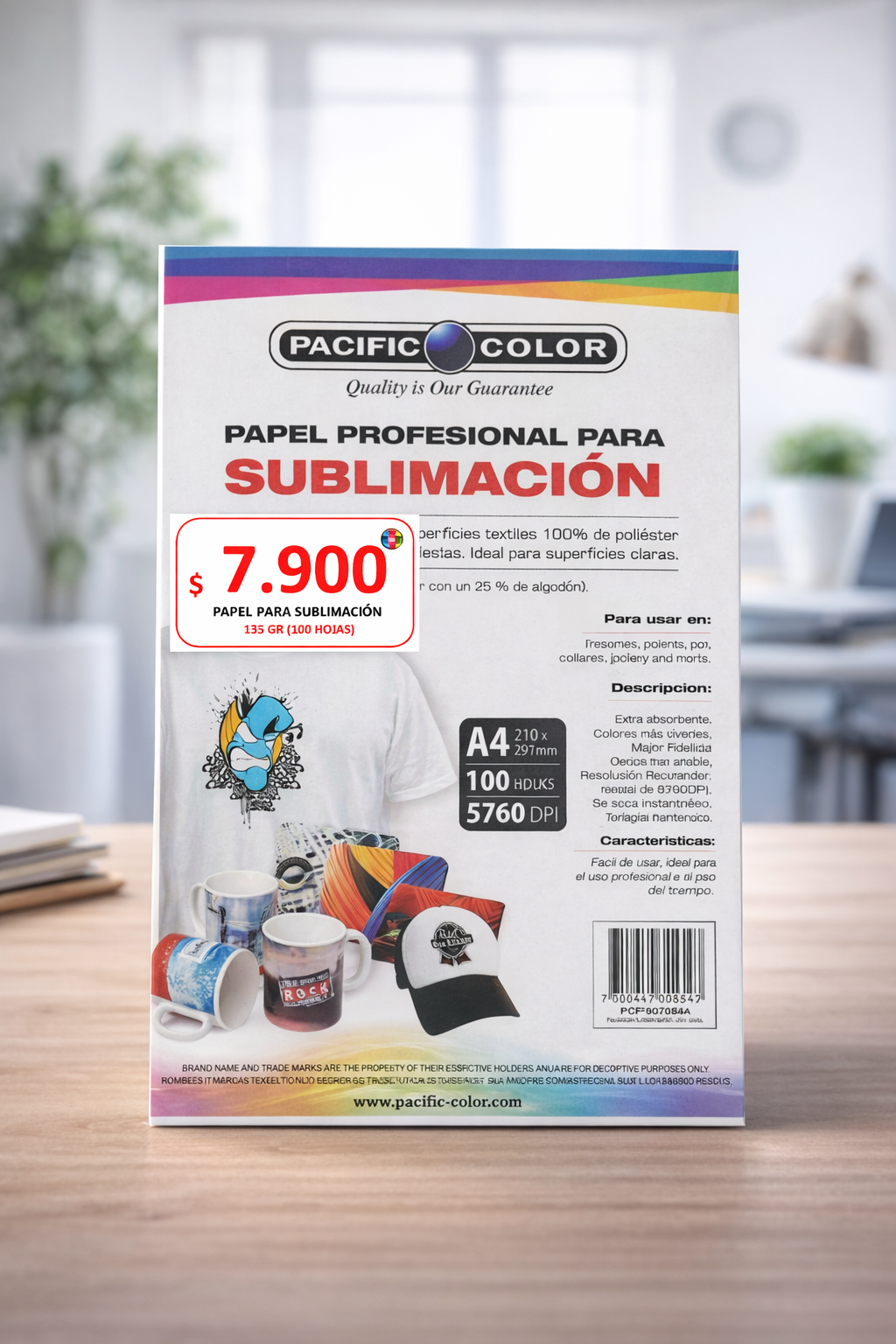 Papel para Sublimación A4 Pacific Color 135g – 100 Hojas | Papel Profesional para Impresora Inkjet