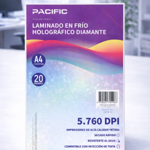 Laminado en FrĂo Holográfico Diamante PACIFIC A4 (20 Hojas) – Papel Decorativo para Stickers, Manualidades y PapelerĂa Creativa