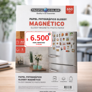 Papel Fotográfico Magnético Glossy A4 Pacific Color – 5 Hojas | Papel Imantado Imprimible para Inkjet