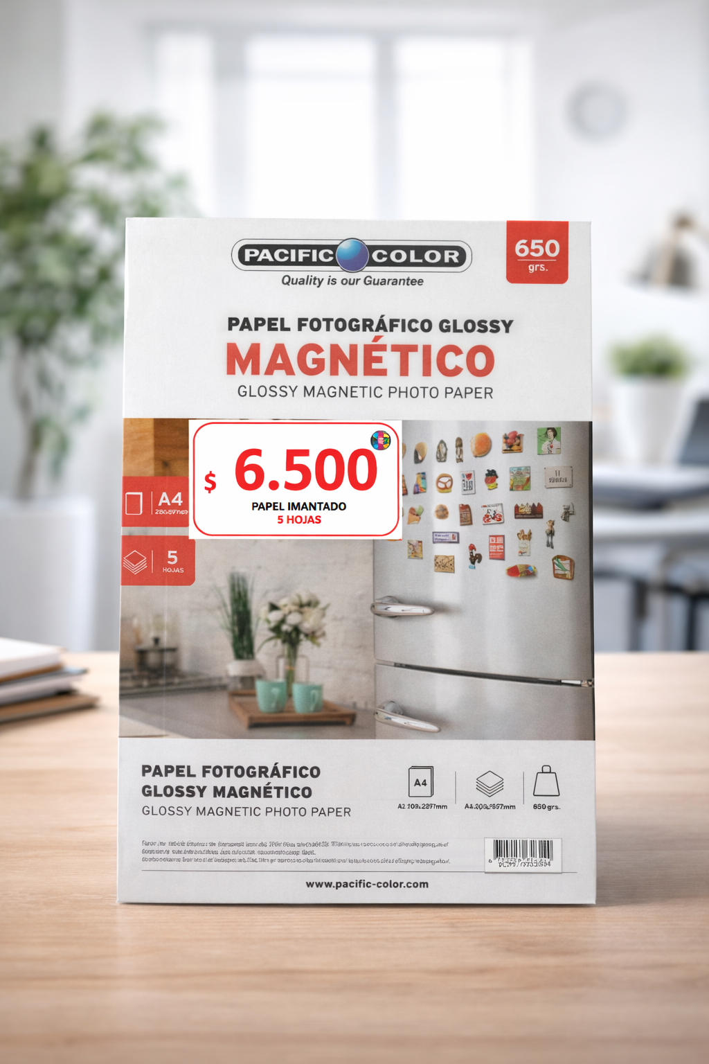 Papel Fotográfico Magnético Glossy A4 Pacific Color – 5 Hojas | Papel Imantado Imprimible para Inkjet