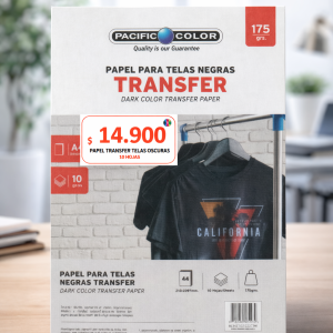 Papel Transfer para Telas Negras A4 Pacific Color 175g – 10 Hojas | Transfer Dark para Impresora Inkjet