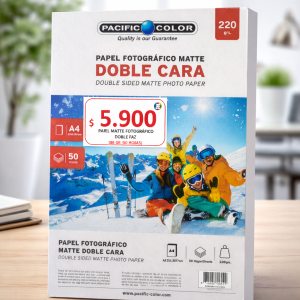 Papel Fotográfico Matte Doble Cara A4 220g Pacific Color – 50 Hojas | Alta Resolución para Impresora Inkjet