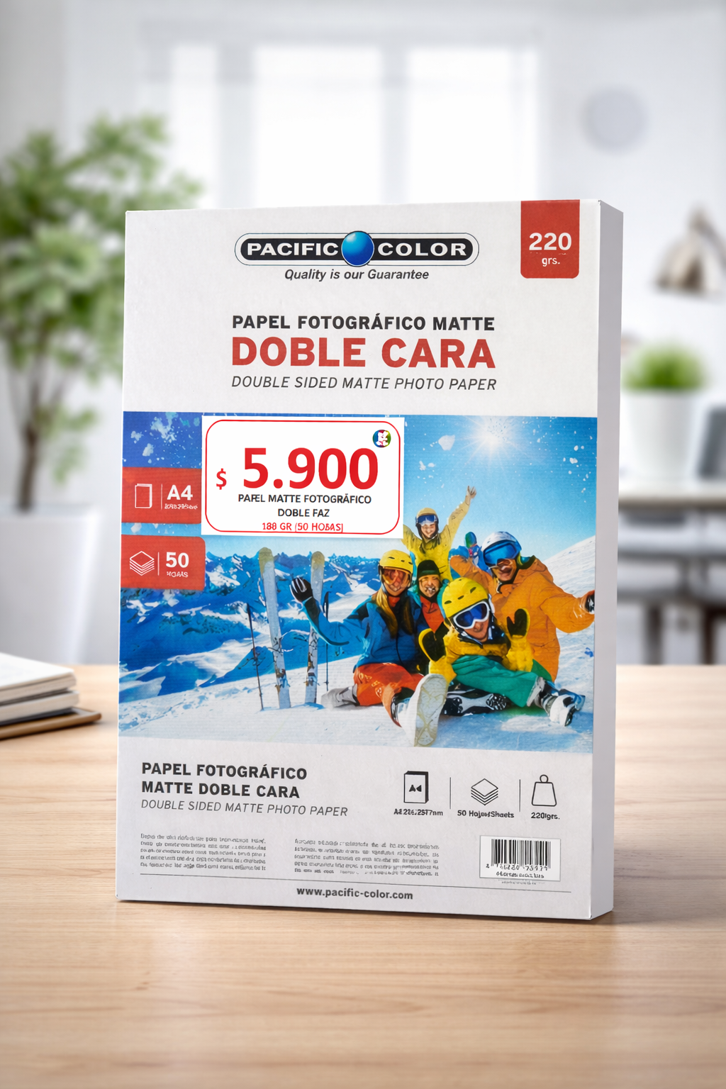 Papel Fotográfico Matte Doble Cara A4 220g Pacific Color – 50 Hojas | Alta Resolución para Impresora Inkjet