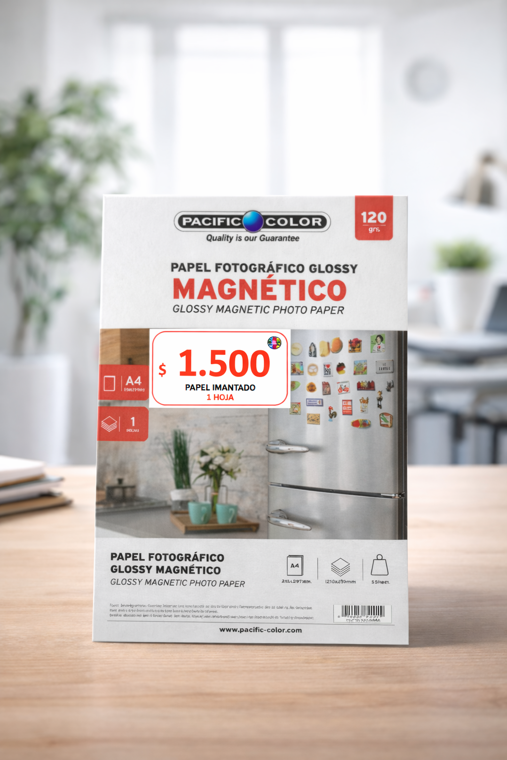Papel Fotográfico Magnético Glossy A4 Pacific Color 120g – 1 Hoja | Imprimible para Imanes y Fotoimanes (Inkjet)