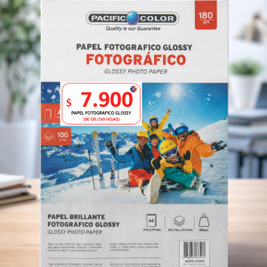 Papel Fotográfico Glossy A4 180g Pacific Color – 100 Hojas | Papel Brillante para Impresora Inkjet
